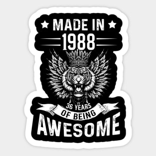 Made In 1988 36 Years Of Being Awesome Birthday Sticker